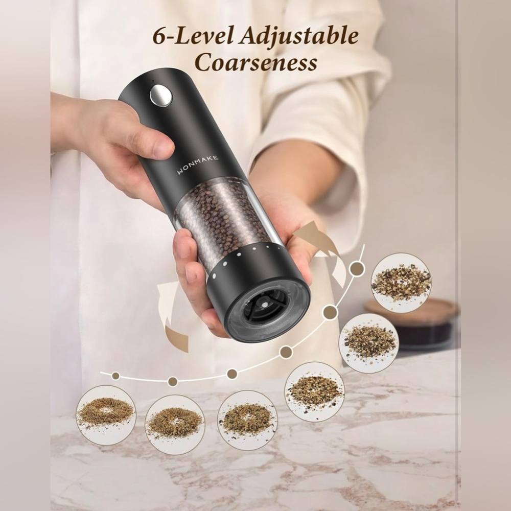 Electric Salt & Pepper Grinder Set – Rechargeable, Adjustable Coarseness - NWT - Picture 5 of 11